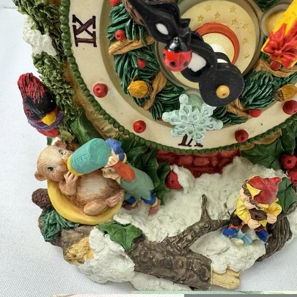 Adorno Animated Christmas Clock Music Box Vintage Plays White Christmas - Picture 3 of 10